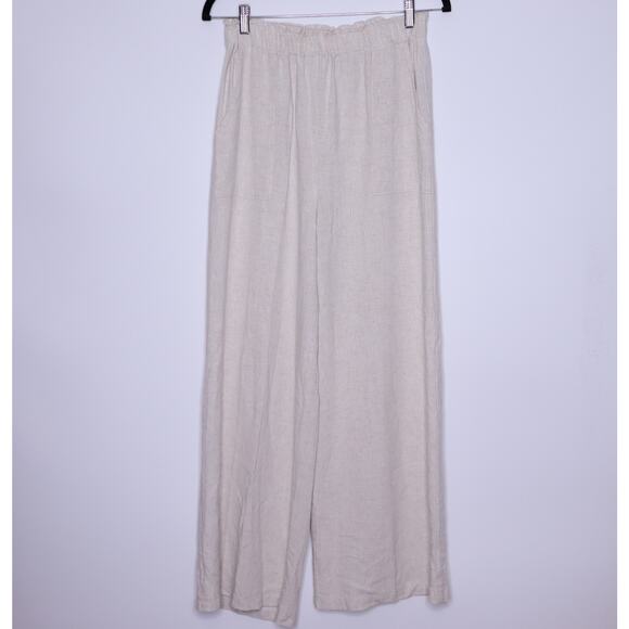 TYSA Linen Blend Wide Leg Trousers Oatmeal Lightweight Linen Casual Women's 2 - Picture 1 of 11